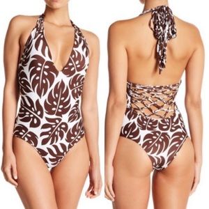 Mikoh Manu Halter V-Neck One Piece Swimsuit Sz S